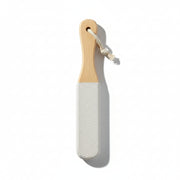 Bamboo foot smoother with white corundum mineral exfoliating surface