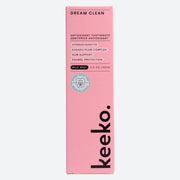 Front of Dream Clean Toothpaste box featuring antioxidant formula, hydroxyapatite, and Kakadu Plum.